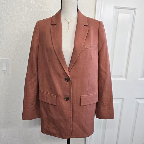 Everlane Oversized Blazer Clay Rust Linen Sz 00 Minimalist OfficeChic Layering - Picture 3 of 10